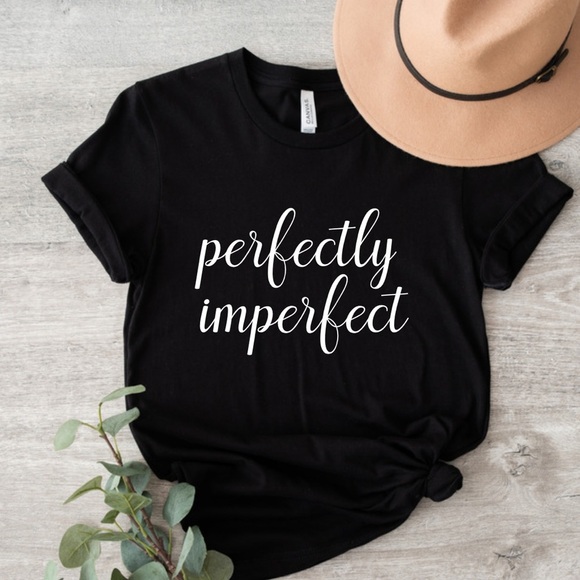 Perfectly Imperfect Graphic Crew Neck Short Sleeve Tee Shirt - Picture 3 of 4